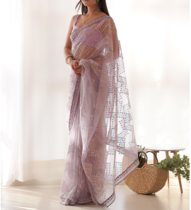 Fancy Heavy Butterfly Net Saree With Blouse