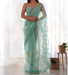 Fancy Heavy Butterfly Net Saree With Blouse