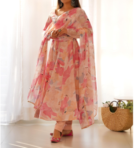 Stylish Pure Georgette Anarkali Suit With Dupatta