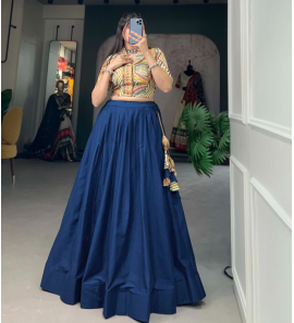 Excellent Plain Cotton Lehenga With Dupatta