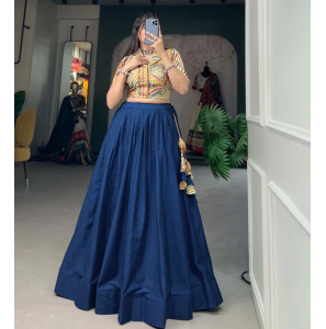 Excellent Plain Cotton Lehenga With Dupatta
