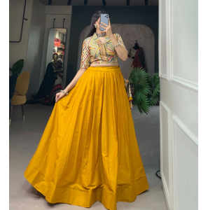 Fancy Plain Cotton Lehenga With Dupatta