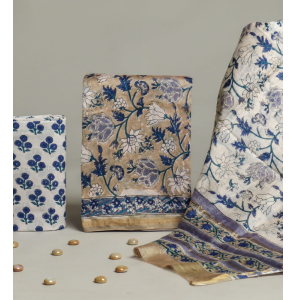 Latest Hand Block Printed Chanderi Silk Dress With Chanderi Silk Dupatta