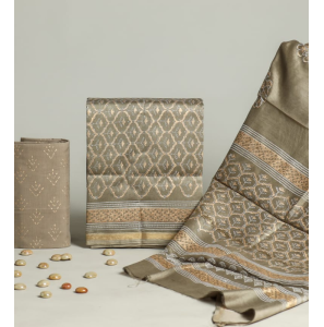 Stunning Hand Block Printed Chanderi Silk Dress With Chanderi Silk Dupatta