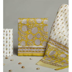 New Hand Block Printed Chanderi Silk Dress