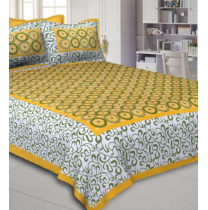 Pure Cotton Pannel Bedding Set In Yellow Colour