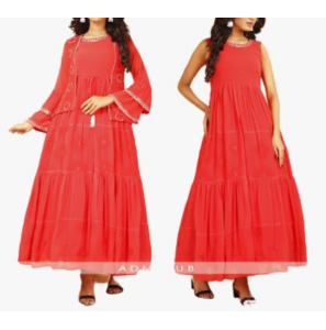 Unstitched Faux Georgette Koti And Gown