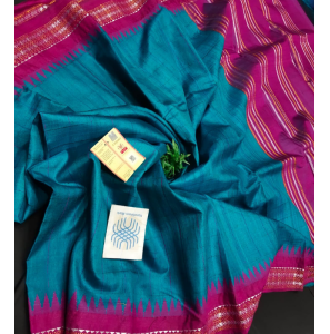  Pure Desi Tussar Silk Both Side Temple Vidarbha Saree