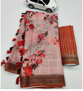Beautiful Original Linen Saree With Blouse