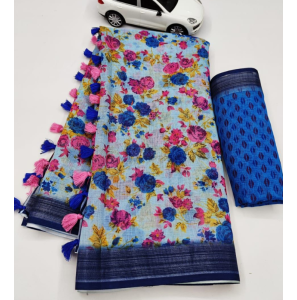 Beautiful Original Linen Saree With Blouse