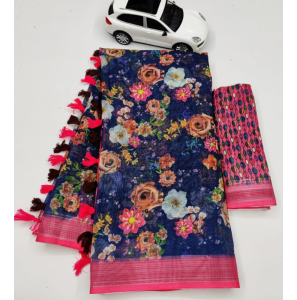 Beautiful Original Linen Saree With Blouse