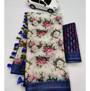 Beautiful Original Linen Saree With Blouse Beautiful Original Linen Saree With Blouse