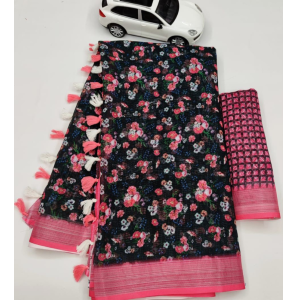 Beautiful Original Linen Saree With Blouse
