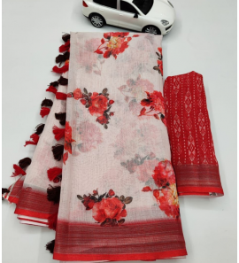 Beautiful Original Linen Saree With Blouse