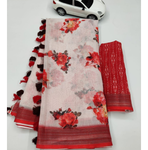 Beautiful Original Linen Saree With Blouse