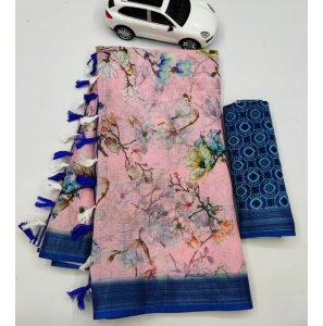 Beautiful Original Linen Saree With Blouse Beautiful Original Linen Saree With Blouse