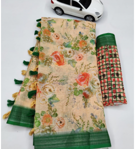 Beautiful Original Linen Saree With Blouse