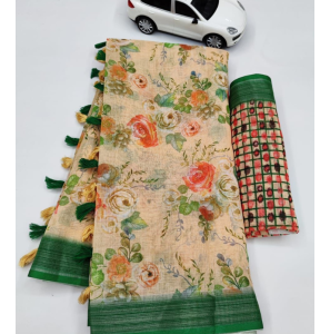 Beautiful Original Linen Saree With Blouse