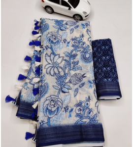 Beautiful Original Linen Saree With Blouse