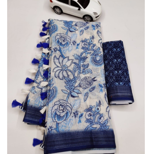 Beautiful Original Linen Saree With Blouse Beautiful Original Linen Saree With Blouse