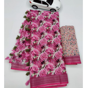 Beautiful Original Linen Saree With Blouse Beautiful Original Linen Saree With Blouse