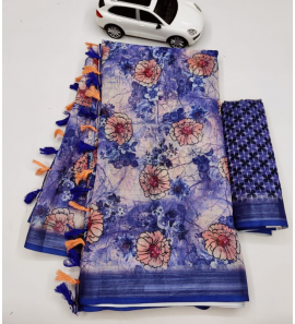 Beautiful Original Linen Saree With Blouse