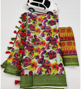 Beautiful Original Linen Saree With Blouse
