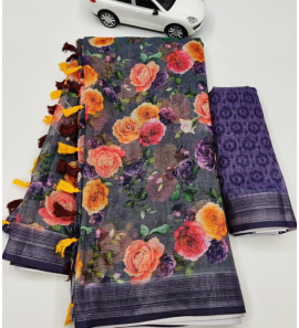 Beautiful Original Linen Saree With Blouse