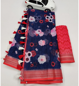 Beautiful Original Linen Saree With Blouse