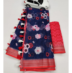 Beautiful Original Linen Saree With Blouse