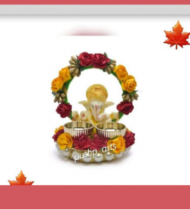 Keralkart Beautiful Ganpati Tealight Candle /Diya Stand For Diwali/Home Decoration/Pujan  