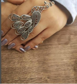 Peacock Designed Oxidised Finger Ring for Women
