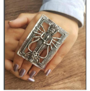 Oxidized Silver Finger Ring With Squared Shape For Women Oxidized Silver Finger Ring With Squared Shape For Women