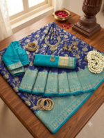 Elegant Lichi Silk Saree with Beautiful Rich Pallu - Image 3