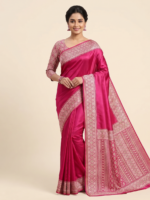 Elegant Rani Pink Saree - Image 2