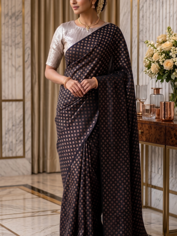 Elegant Black & Gold Traditional Saree