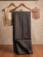 Elegant Black & Gold Traditional Saree - Image 3