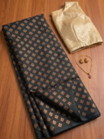 Elegant Black & Gold Traditional Saree - Image 2