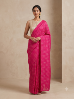 Elegant Magenta Pink & Gold Woven Saree with Designer Blouse
