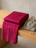 Elegant Magenta Pink & Gold Woven Saree with Designer Blouse - Image 3