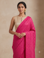 Elegant Magenta Pink & Gold Woven Saree with Designer Blouse - Image 2