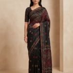 Black Multicolour Bandhani Style Saree