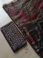 Black Multicolour Bandhani Style Saree - Image 4
