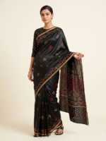 Black Multicolour Bandhani Style Saree - Image 2