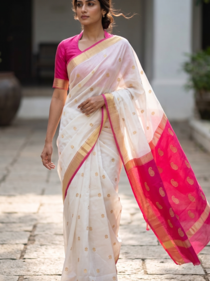 Premium Chanderi Silk Blend lightweight, breathable Saree