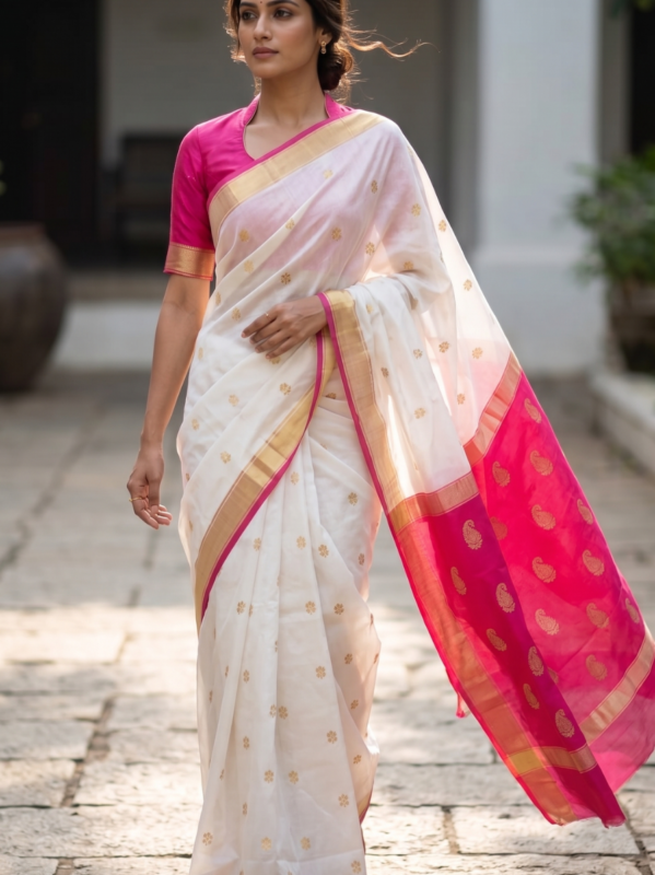 Premium Chanderi Silk Blend lightweight, breathable Saree