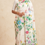 Garden Grace Ivory Botanical Print Saree